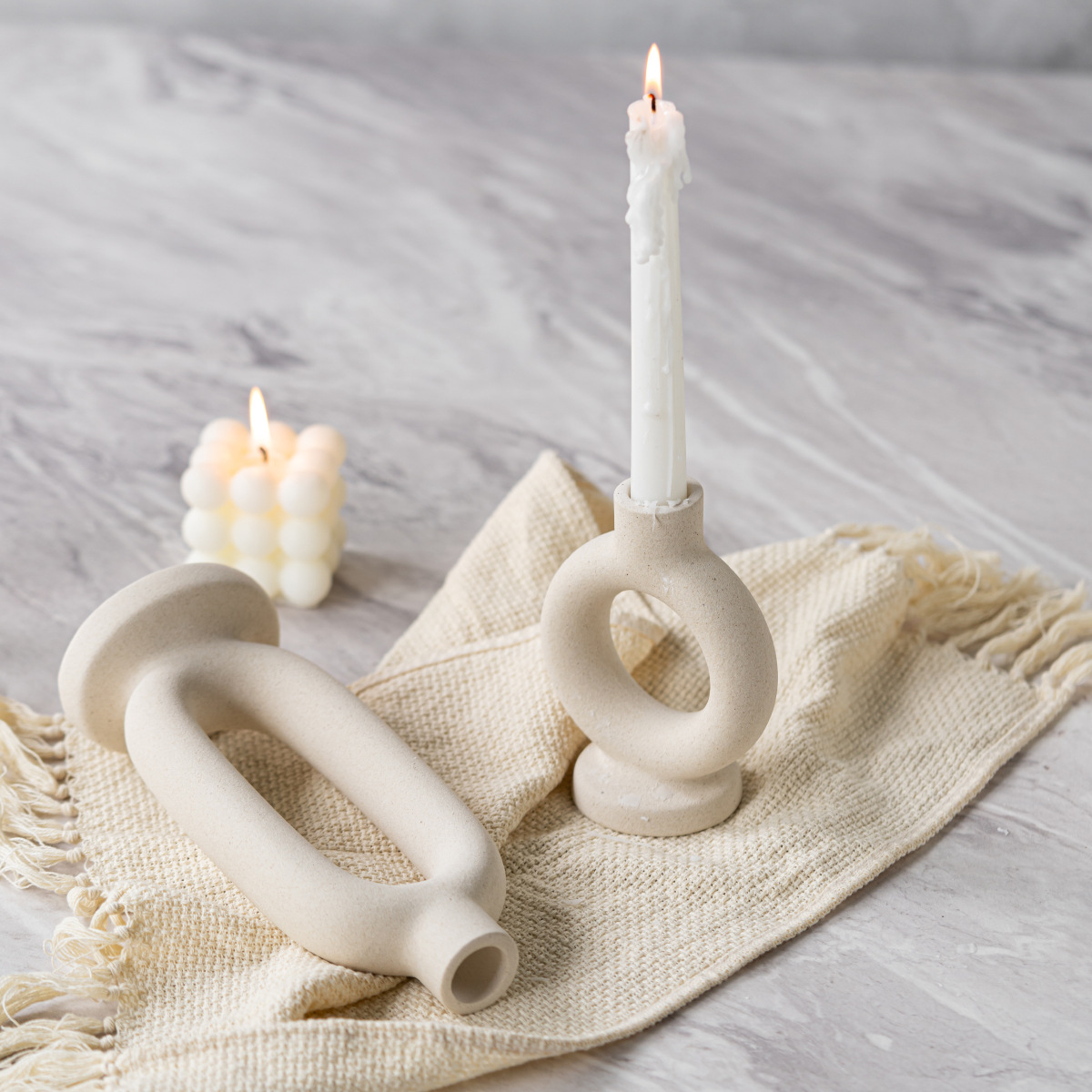 Modern simple vegetative ceramic candlestick decorative atmosphere home decoration crafts