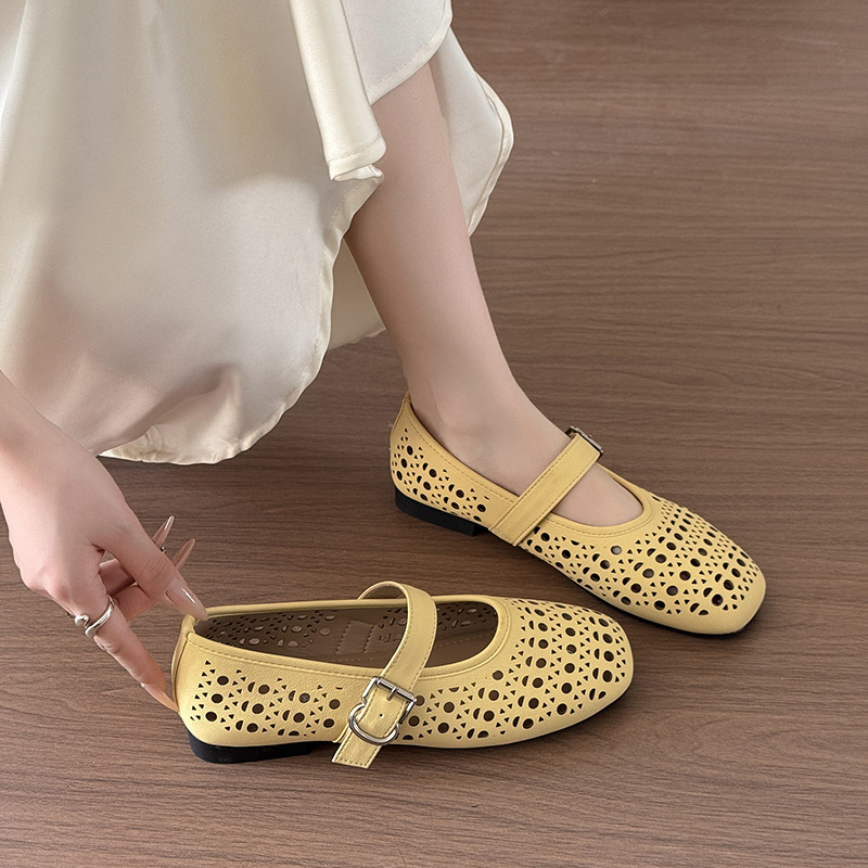 Flat sole single shoes for women in summer Mary Jane women's shoes soft sole hollow ballet small single shoes hole sandals